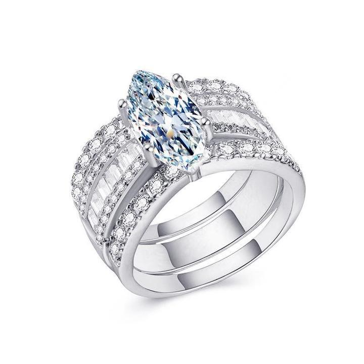 Highly Recommended | 3Ct Amazing Marquise Cut 3PCS Band Bridal Set