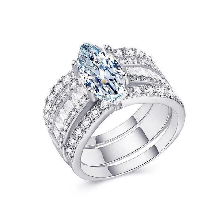 Highly Recommended | 3Ct Amazing Marquise Cut 3PCS Band Bridal Set