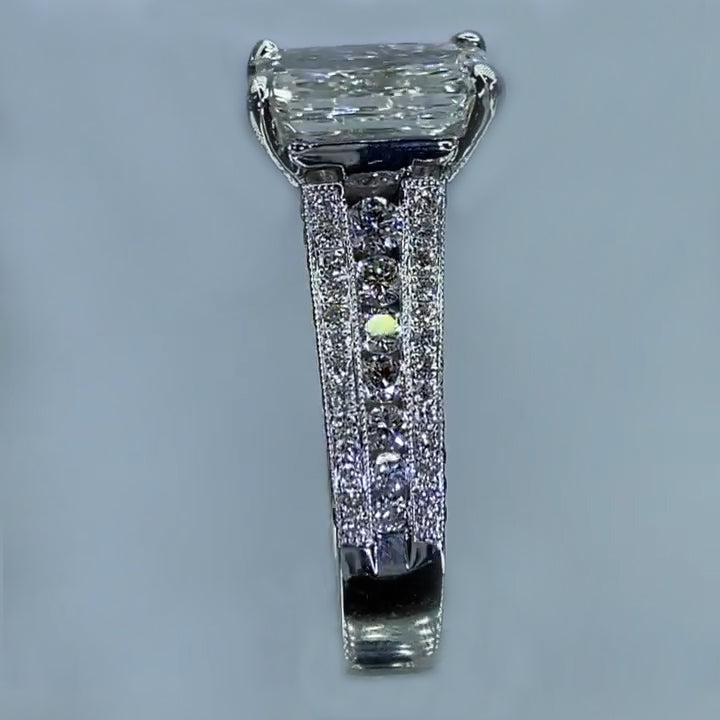 4Ct Radiant Cut Vintage Sterling Silver Wedding Ring Engagement Ring-Sterling Silver-lornajewelry