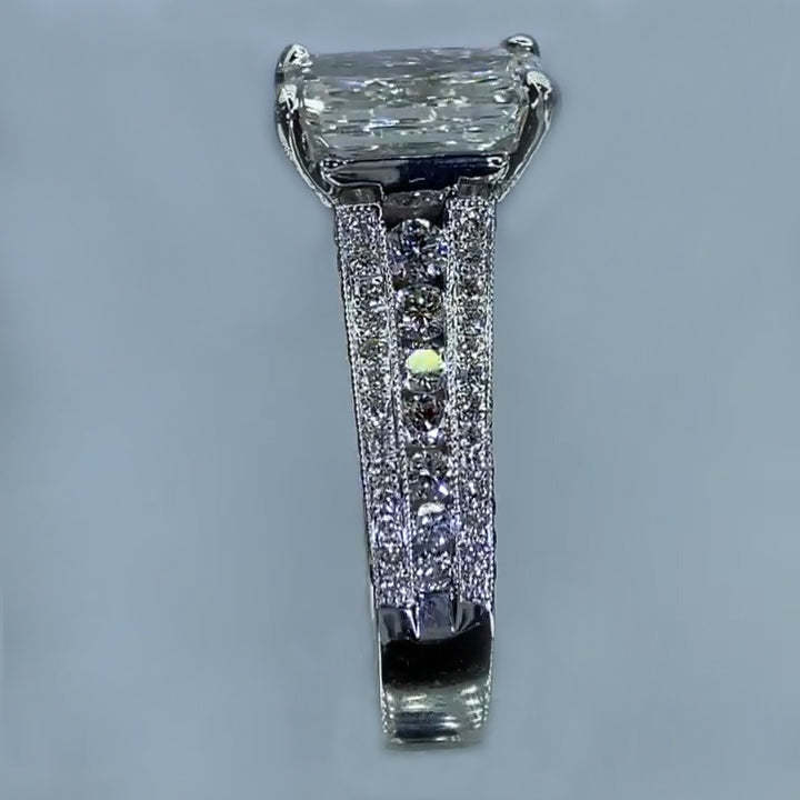 4Ct Radiant Cut Vintage Sterling Silver Wedding Ring Engagement Ring-Sterling Silver-lornajewelry