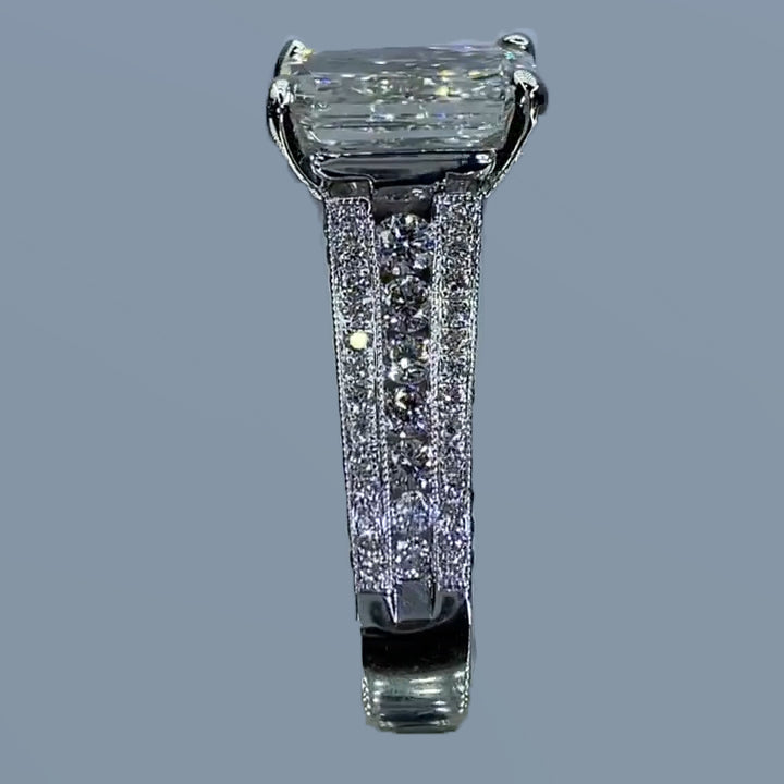 4Ct Radiant Cut Vintage Sterling Silver Wedding Ring Engagement Ring-Sterling Silver-lornajewelry