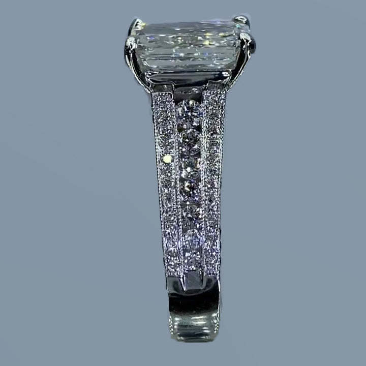 4Ct Radiant Cut Vintage Sterling Silver Wedding Ring Engagement Ring-Sterling Silver-lornajewelry