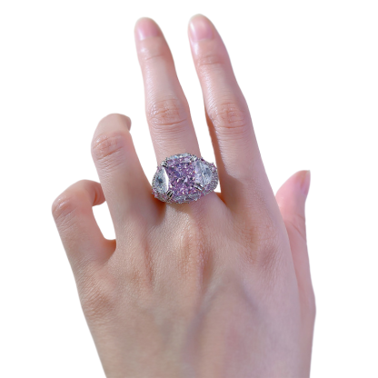 7Ct Luxury Lavender color Cushion Gemstone Side Stone Accents Ring-Sterling Silver-lornajewelry
