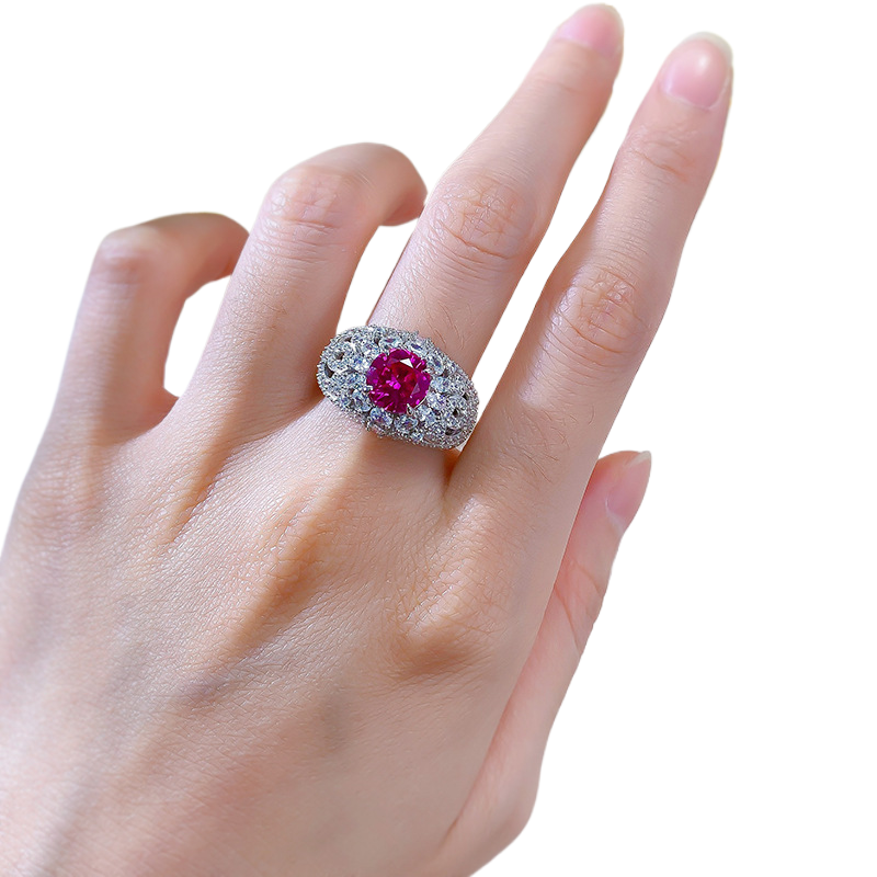 2.0Ct Luxury Pink Round Gemstone Ornate Halo Ring-Sterling Silver-lornajewelry