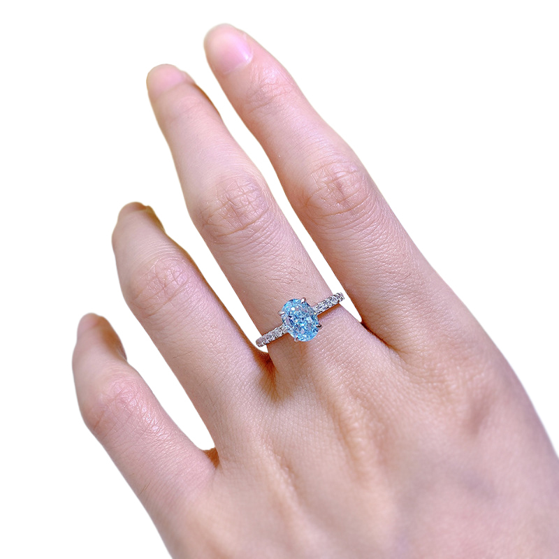 1.5Ct Oval Cut Aquamarine Blue Gemstone Ring-Sterling Silver-lornajewelry
