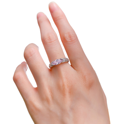 1Ct Marquise Cut Pink Gemstone Vintage Design Ring-Sterling Silver-lornajewelry
