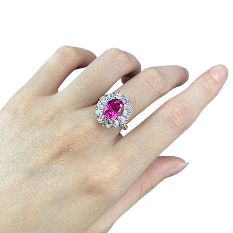 2.5Ct Pink Oval Cut Prong Setting Vintage Style Ring-Sterling Silver-lornajewelry