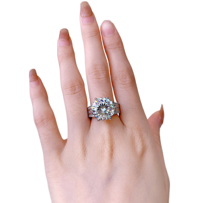 10Ct White Round Cut Pave Split Shank Ring-Sterling Silver-lornajewelry