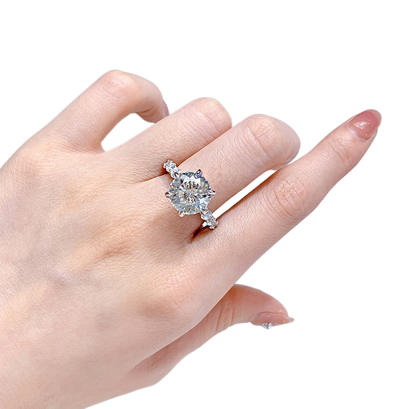 5Ct White Round Cut Prong Setting Ring-Sterling Silver-lornajewelry