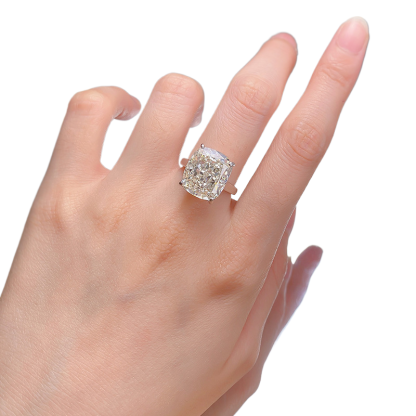 10Ct G-White Cushion Cut Solitaire Setting Ring-Sterling Silver-lornajewelry