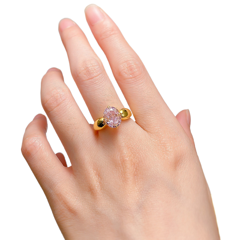 3Ct Pink Oval Cut Classic Solitaire Setting Ring-Sterling Silver-lornajewelry