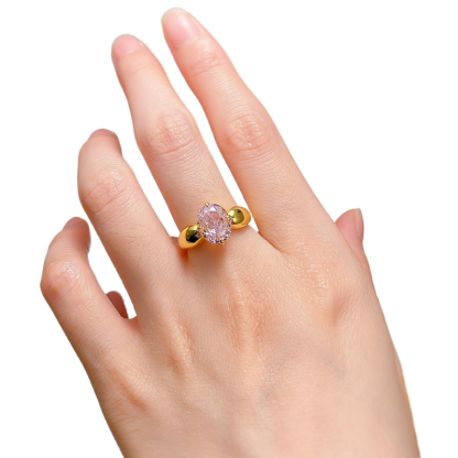 3Ct Pink Oval Cut Classic Solitaire Setting Ring-Sterling Silver-lornajewelry