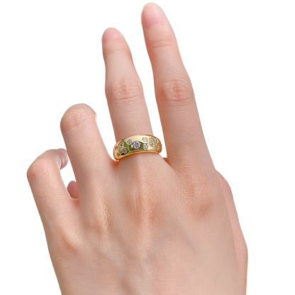 Yellow Gold Round Cut Bezel Setting Band-Sterling Silver-lornajewelry