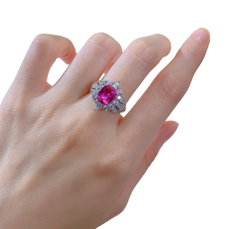 2.5Ct Luxury Pink Cushion Gemstone Ornate Halo Ring-Sterling Silver-lornajewelry