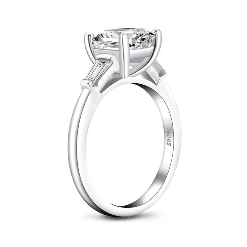 2Ct Moissanite Asscher Cut Engagement Ring-Sterling Silver-lornajewelry