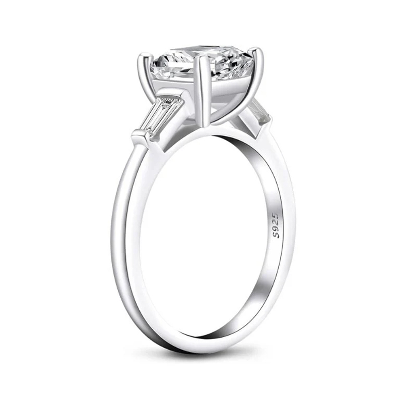 2Ct Moissanite Asscher Cut Engagement Ring-Sterling Silver-lornajewelry