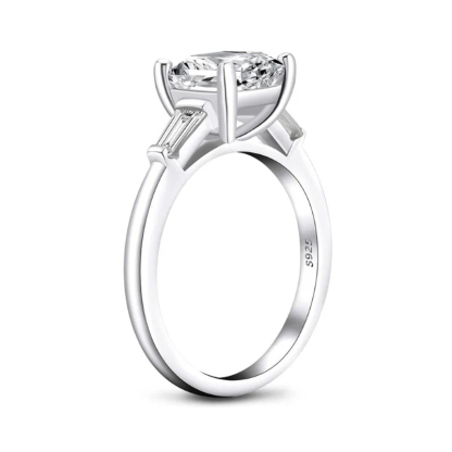 2Ct Moissanite Asscher Cut Engagement Ring-Sterling Silver-lornajewelry