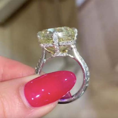 6Ct Yellow Sapphire Radiant Cut Elegant Engagement Ring-Sterling Silver-lornajewelry