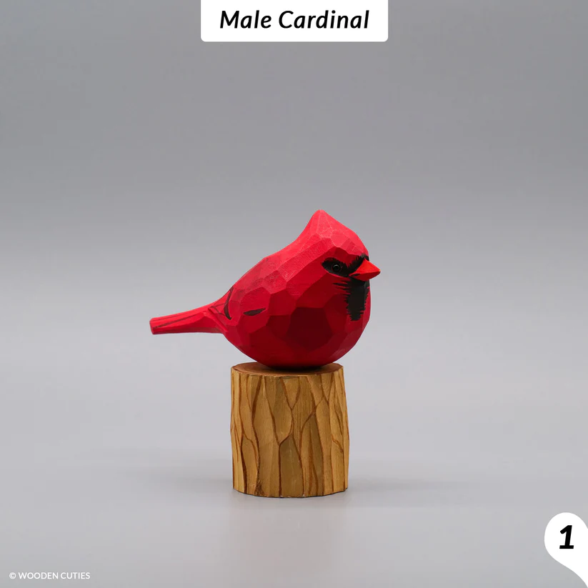 Unique Handmade Wooden Birds + Stand