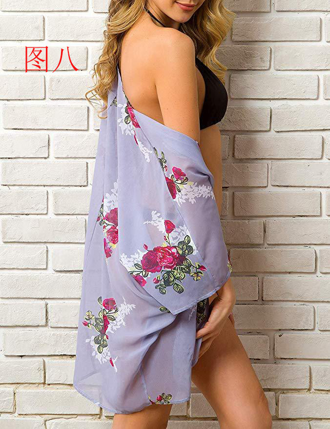 Women's Printed Printed Shawl Sunshirt Beach Cardigan Bikini Top