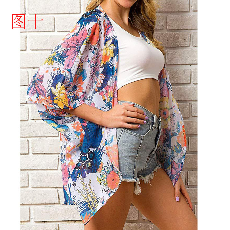 Women's Printed Printed Shawl Sunshirt Beach Cardigan Bikini Top