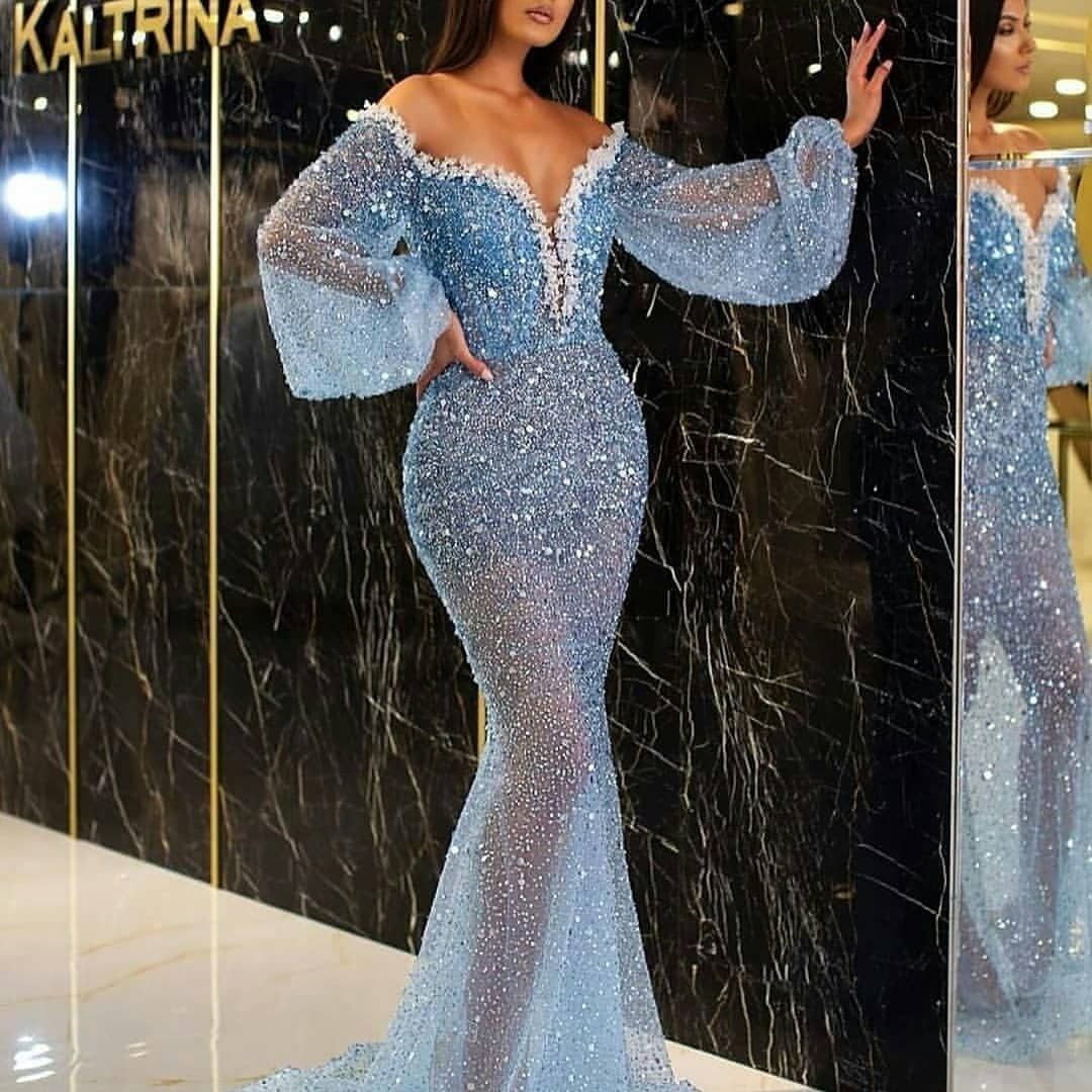 2024 new sparkling v-neck mermaid evening dress ✨dress👗
