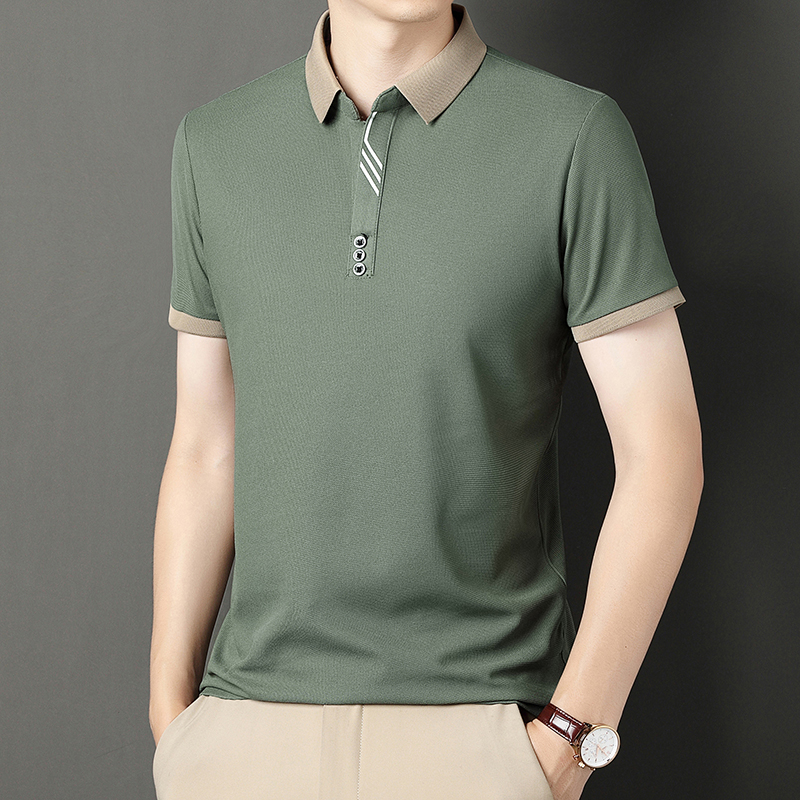 2024 new summer men's polo shirt casual business lapel breathable shor