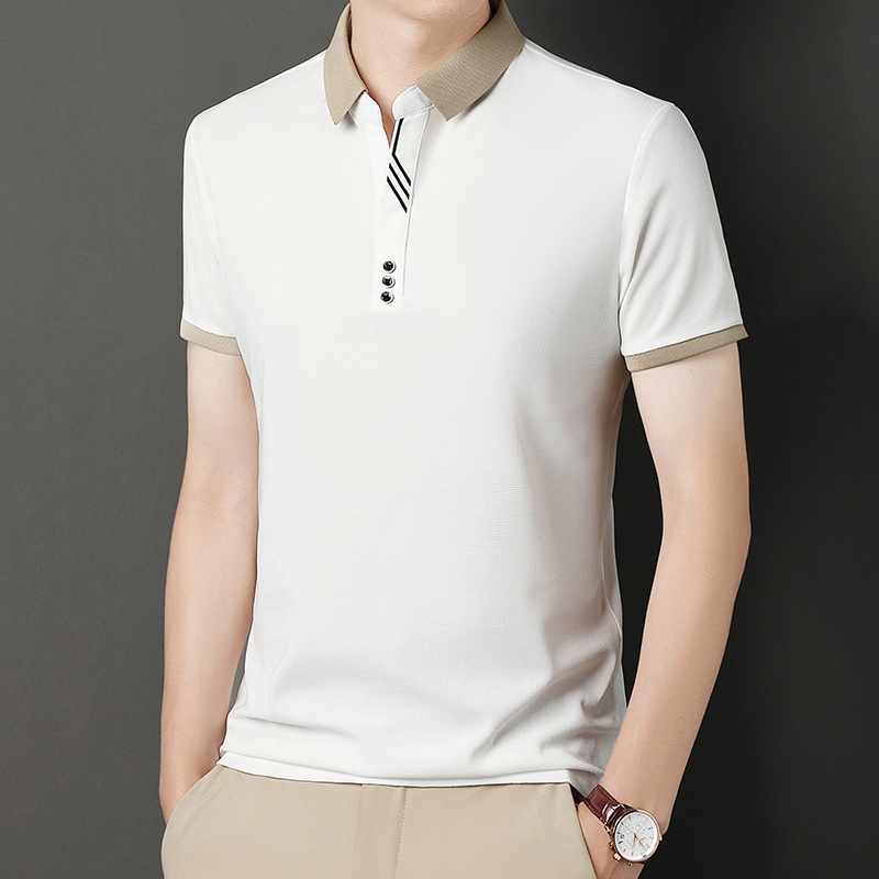 2024 new summer men's polo shirt casual business lapel breathable shor