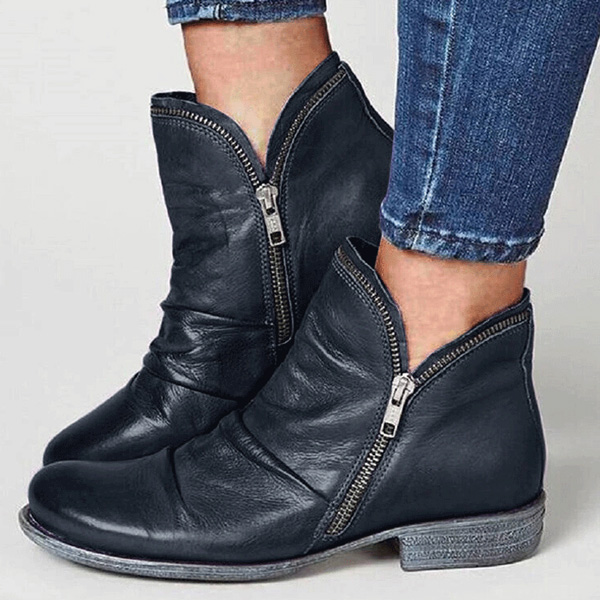 TH Stiefeletten mit grobem Absatz und seitlichem Reißverschluss