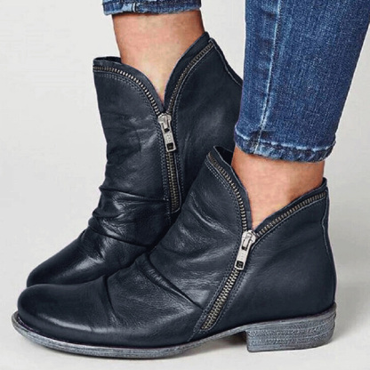 TH Stiefeletten mit grobem Absatz und seitlichem Reißverschluss