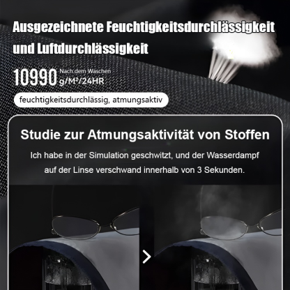 Wasserdichte, atmungsaktive und schweißabsorbierende Jacke aus technischem Gewebe