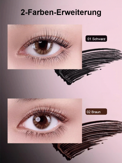 Mascara in kleiner Stahltube, langanhaltender Schwung, wasserfest und verschmiert nicht