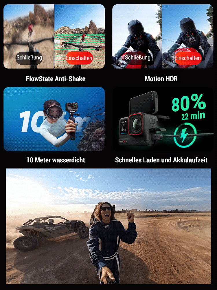 Wasserdichte Sportkamera 4K HD Dual-Farbdisplay