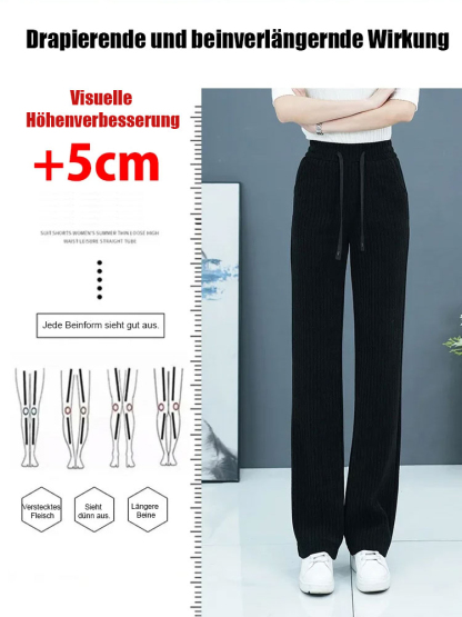 Hose mit weitem Bein und gepolstertem Komfort, um den Bauch zu bedecken und die Länge der Beine zu z