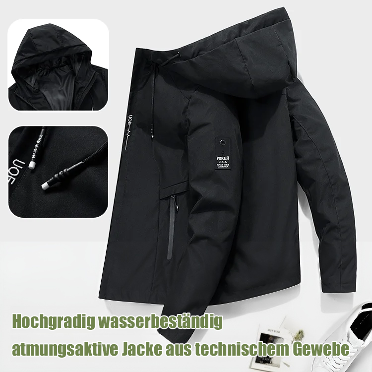 Wasserdichte, atmungsaktive und schweißabsorbierende Jacke aus technischem Gewebe