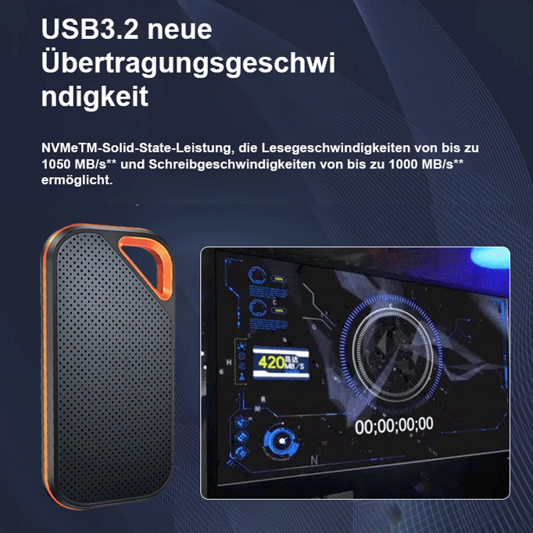 【32TB große Kapazität】Übertragen Sie 1 GB Daten in 3 Sekunden, geeignet für eine Vielzahl von Geräten