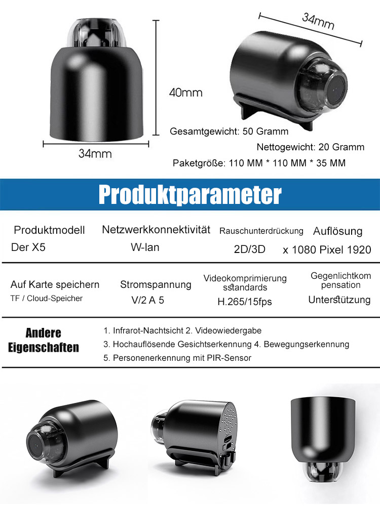Ultra-mini-HD-Überwachungskamera für den Heimgebrauch mit Kabel💞
