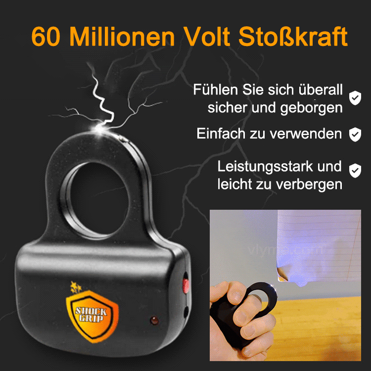 60 Millionen Volt Elektroschock-Schlüsselanhänger mit Fingerschlaufe, klein und tragbar, schützt die Reisesicherheit, schon ab 39 Euro