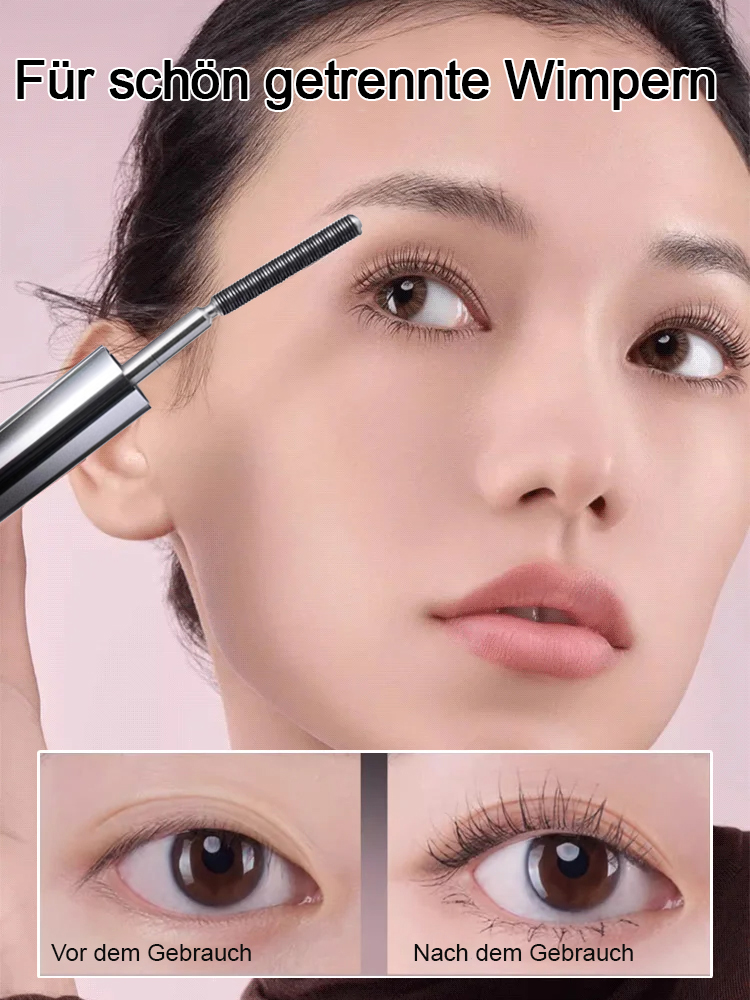 Mascara in kleiner Stahltube, langanhaltender Schwung, wasserfest und verschmiert nicht