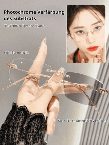 Photochrome, rahmenlose Gleitsichtbrille ohne Rand【Unisex】