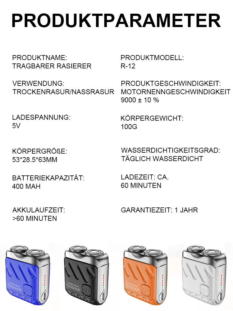 Leistungsstarker Rasierer, Rasur in 3 Sekunden