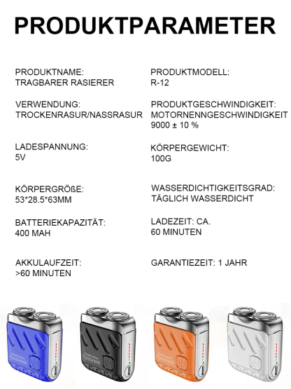 Leistungsstarker Rasierer, Rasur in 3 Sekunden
