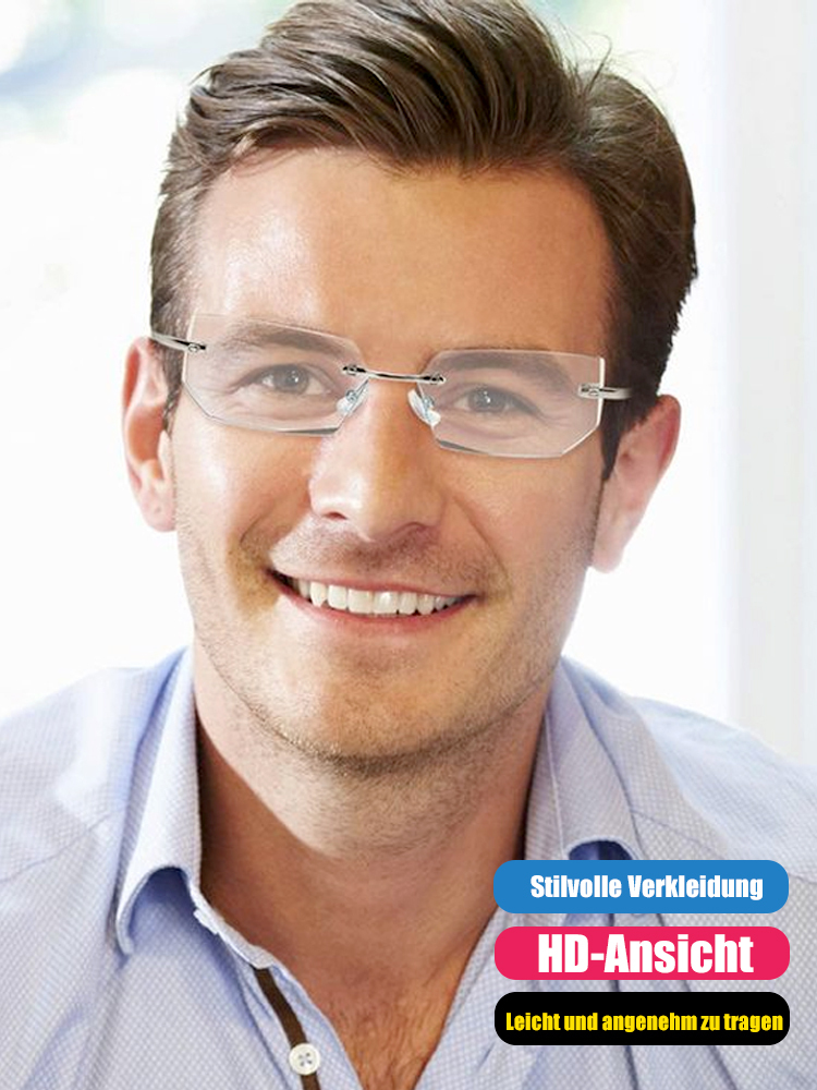 Diamantgeschliffene rahmenlose photochrome Brille mit Blaulichtschutz, automatische Zoom-Lesebrille👓️