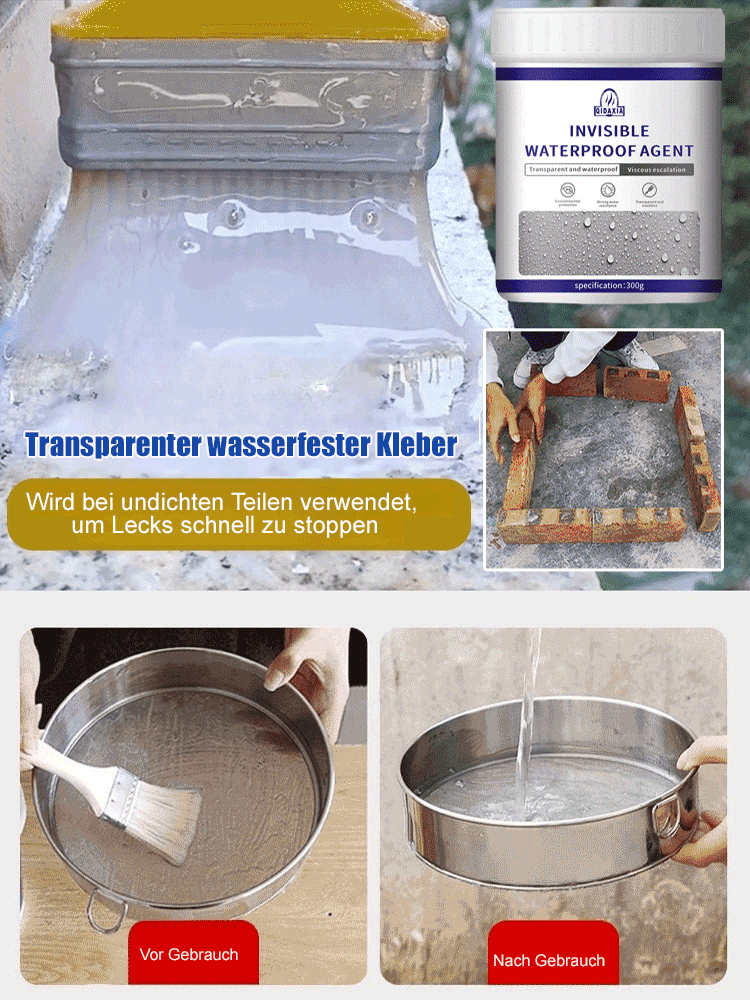 Transparenter wasserfester Kleber