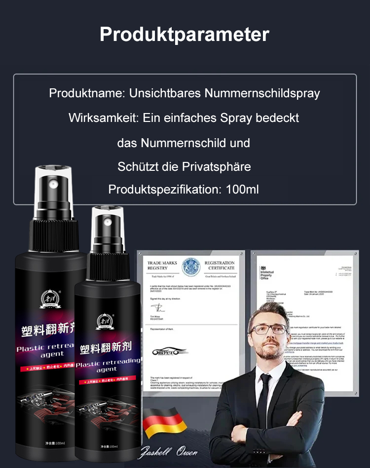 🔥Schwarze Technologie🔥Unsichtbares Nummernschildspray