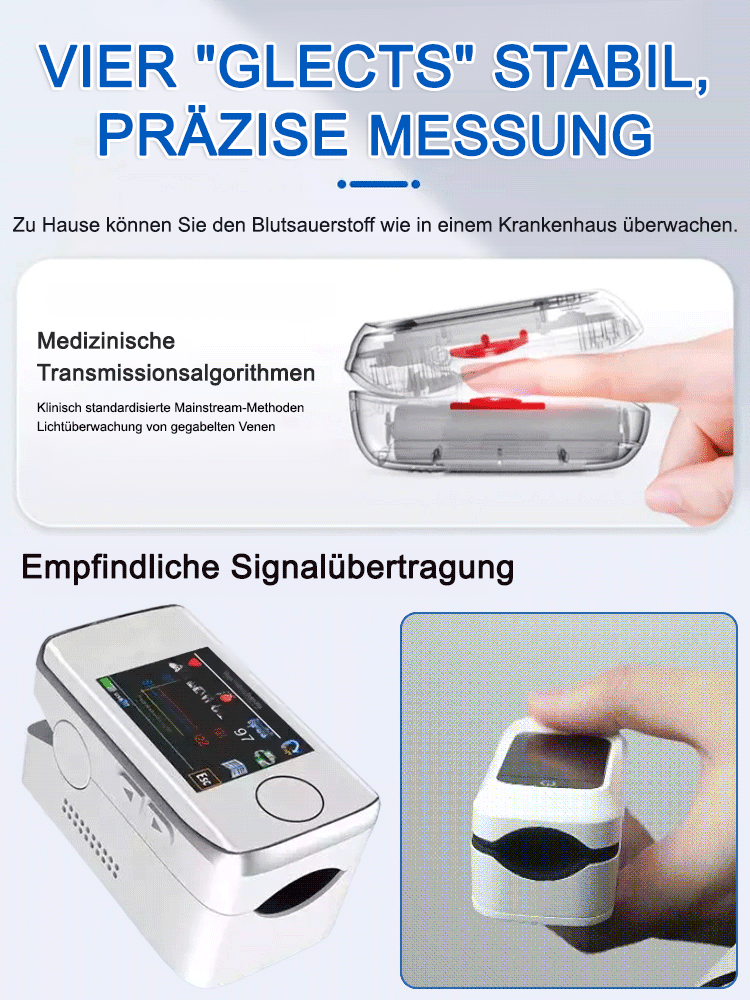 Das gleiche professionelle Oximeter wie im Kino, das Herzfrequenz und Blutsauerstoff in 5 Sekunden misst