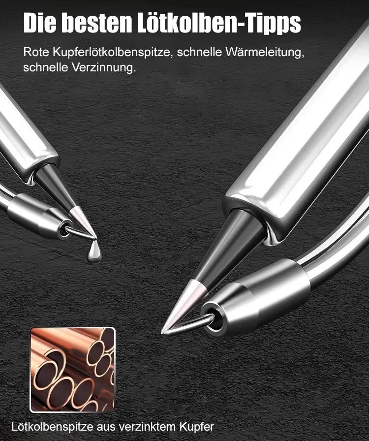 Handgehaltenes Lötset mit Innenheizungs-Lötkolben, 5-teiliges Set