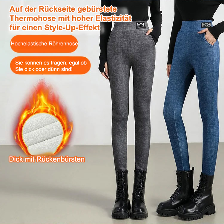 Superdicke HG-Label-Taschen-Lammwollleggings