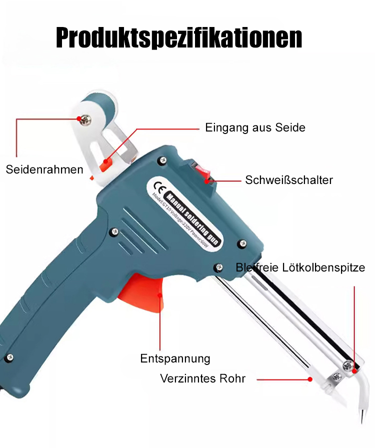 Handgehaltenes Lötset mit Innenheizungs-Lötkolben, 5-teiliges Set