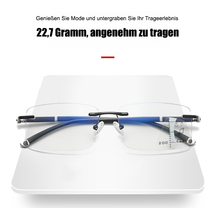 Diamantgeschliffene rahmenlose photochrome Brille mit Blaulichtschutz, automatische Zoom-Lesebrille👓️